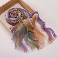 Écharpe longue plissée à franges colorée pour femme, châle arc-en-ciel polyvalent de haute qualité, foulard du Ramadan, cadeau pour la fête des mères