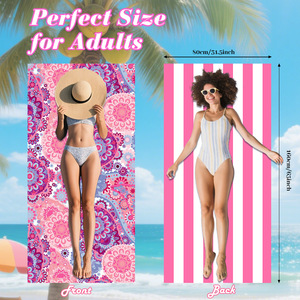 Motif de taille rime rose pour une serviette de plage carrée tropicale en microfibre imprimée double face à chaud serviette de protection solaire - Product Image 4