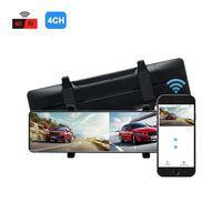 4CH AHD 1080P Miroir Dashcam Parking Moniteur Enregistrement en boucle 11.26 Pouces Rétroviseur Caméra Dash Cam