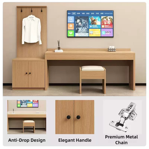 Mueble de TV Moderno de Madera para Hotel con Panel Colgante para Almacenamiento en Dormitorios de Apartamentos y Hostales - Product Image 2