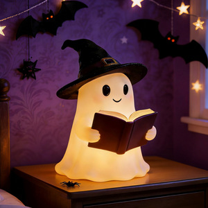 Dropshipping Shopify Halloween Ghost Playing Guitar Night Light Cute Reading Resin Figurine Table Decor - Product Image 3