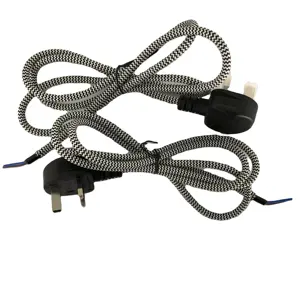 1,5 м нейлоновая оплетка BS UK Сетевой кабель 2-контактный H03VVH2-F 2*0.75mm2