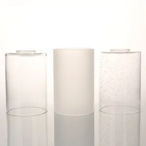 Customize Hand Blown Clear Seeded Bubble Glass Tube Cylinder Lamp Cover Cylinder for Glass Lighting