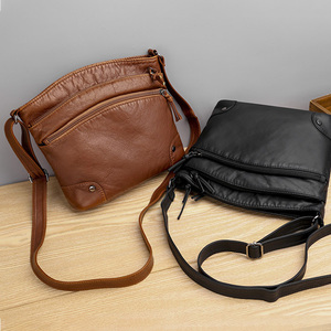 Bolso de hombro de piel sintética suave para mujer, bandolera Retro de gran capacidad, multicompartimento, nuevo diseño - Product Image 5