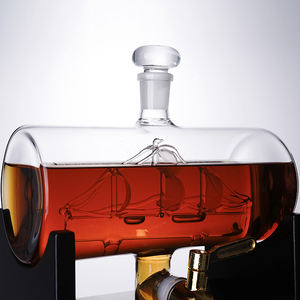 Vente en gros antique baril bateau 1000 ml verre à whisky et carafe distributeur <span class=keywords><strong>de</strong></span> bouteilles avec boîte-cadeau pour bourbon vin <span class=keywords><strong>rhum</strong></span> tequila - Product Image 3