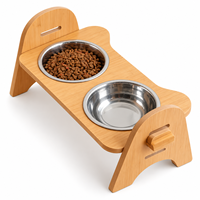Bols automatiques en bambou Zheng Xin pour chats et chiens avec protection cervicale inclinable, écran LCD – Fournitures pour animaux de compagnie pour alimentation et eau stables