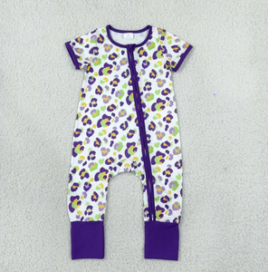 Ensemble de vêtements pour bébé à imprimé léopard Mardi Gras, combinaison à fermeture éclair, robe à volants pour enfants, tenue de pyjama - Product Image 4
