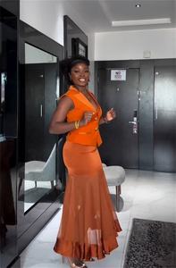 Cam Nàng Tiên Cá Evening Dresses với ren thanh lịch màu đen Cô Gái prom <span class=keywords><strong>DRESS</strong></span> satin cộng với kích thước sinh nhật trang phục chính thức bên tùy chỉnh Dresses - Product Image 2