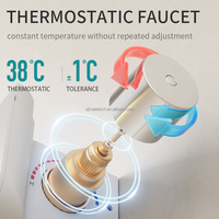 Colonne de douche thermostatique murale monocommande HL-2492 au design brossé, avec pommeau de pluie, pour salle de bain d'appartement