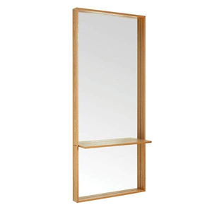 Miroir pleine longueur pour salons de coiffure, miroir mural de salon avec étagère, miroir en bois massif écologique - Product Image 1