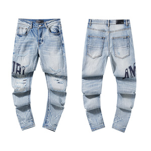 Jeans de Hombre Estilo Moto y Biker, con Recubrimiento de PU Ecológico, Lavado Desgastado, de Alta Calidad, Venta al Por Mayor 2026, Lujosos y Casuales - Product Image 3