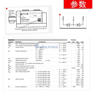 New ixys <span class=keywords><strong>Thyristor</strong></span> mô-đun MCC312-16IO1 1600V 320A Đức - Product Image 6
