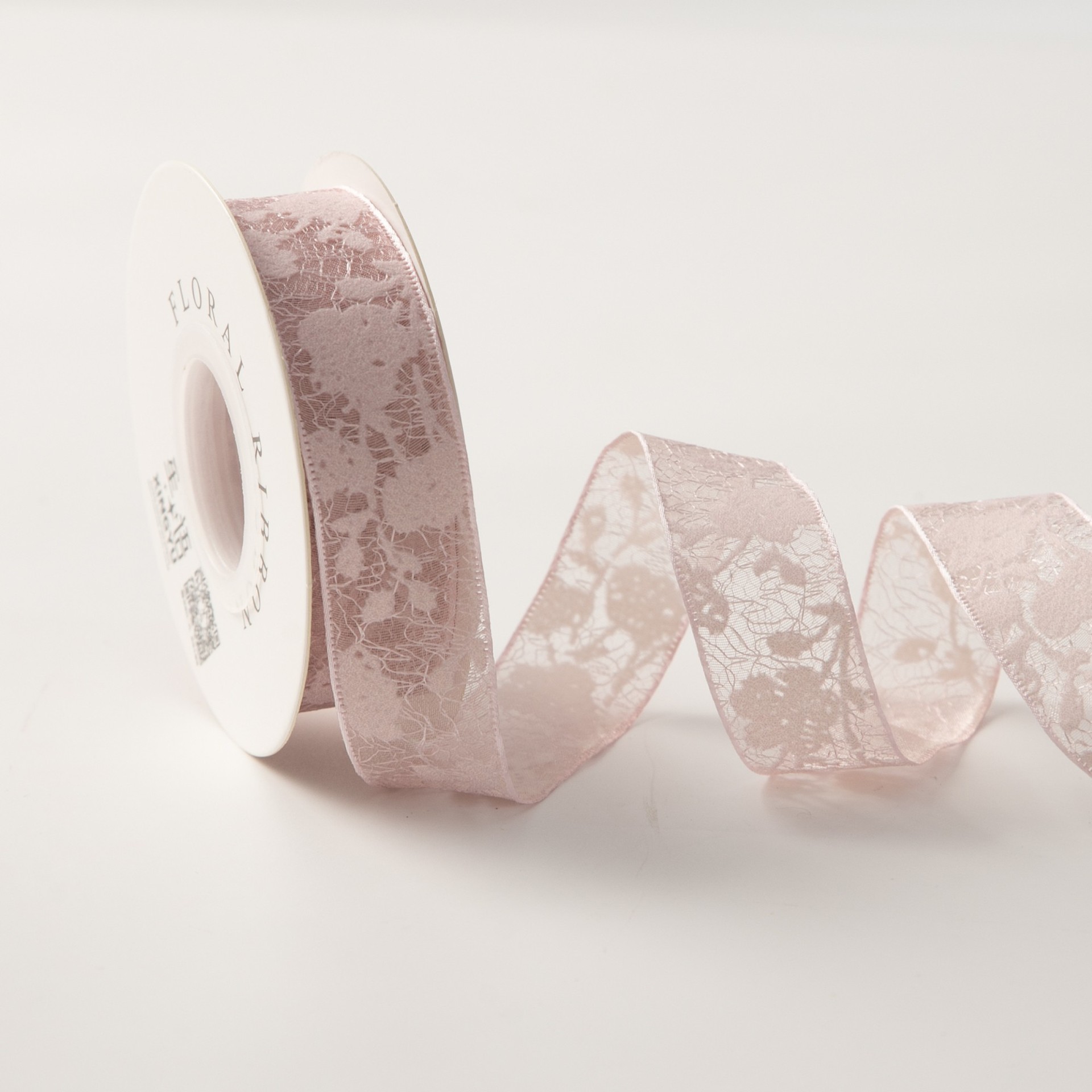 Ruban floral creux de 25cm, céramique rose, 10 yards/rouleau