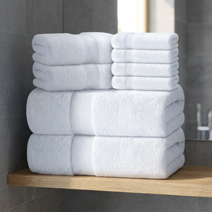 Ensemble de 4 serviettes de bain en coton blanc, douces et absorbantes, essentiels pour la maison et l'hôtel - Product Image 1