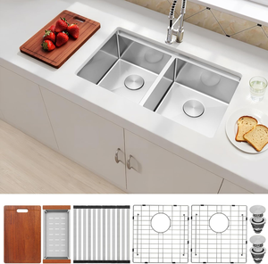 Thiết kế hiện đại handmade bồn rử<span class=keywords><strong>a</strong></span> nhà bếp thép không gỉ bát đôi undermount sâu handmade Sinks Đối với trang chủ sử dụng - Product Image 4