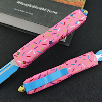 Couteau de camping et de chasse multifonctionnel UT85 Donut en acier inoxydable D2 à pointe tombante, manche en aluminium T6, brise-vitre