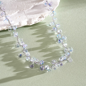 Collier de perles plaqué argent avec cristaux en forme de goutte d'eau, style romantique pour femmes, à porter au quotidien - Product Image 4