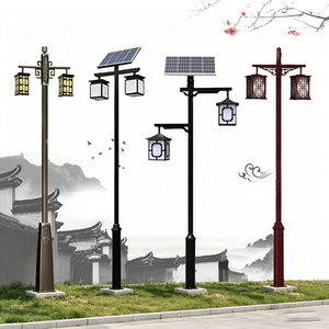 Outdoor Solar Street <b>Lights</b> LED Waterproof Iron Lamp <b>Post</b> 3500K Warm White IP65 for Road and Courtyard Lighting - Product Image 3