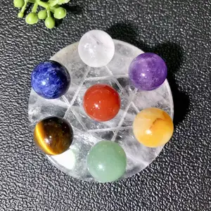 Perles de pierres précieuses polies en roche naturelle Offre Spéciale 12mm, sphère d'améthyste, sphère en cristal, ensemble de 7 chakras