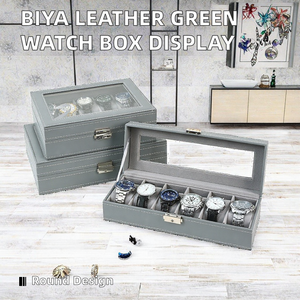 Caja de colección de relojes de cuero PU de lujo, estuche de almacenamiento para relojes de 6 compartimentos con tapa, caja de regalo con cerradura de metal segura para exhibir relojes - Product Image 2