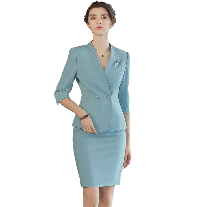 Factory Hot Sales Polyester 95% Spandex 5% Business AD Skirt Suit For Ladies Office Wear