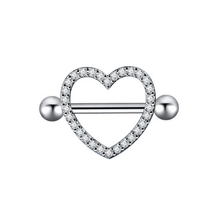 1 pièce d'accessoires sexuels pour femmes Anneau de téton double diamant en forme de cœur Piercing corporel sexy Anneau de téton en acier inoxydable Bijoux - Product Image 4