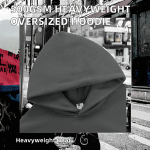 Sweat à capuche hiver 500 g/m² en polyester/coton épais, imprimé numérique tissé, épaules tombantes, personnalisé, sans cordons, coupe droite lourde - Product Image 2