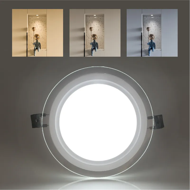 Горячая распродажа Светодиодная лампа SMD круглая стеклянная панель 6 Вт 9 Вт 12 Вт 18 Вт 24 Вт 30 Вт Внутреннее освещение