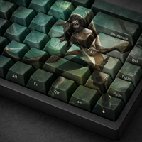 Keyboards Diy Custom LOL Woad Ashe 68 Key PBT Dye Sublimation Side-Printed Keycaps Cherry Profile for Mechanical Keyboard Set
