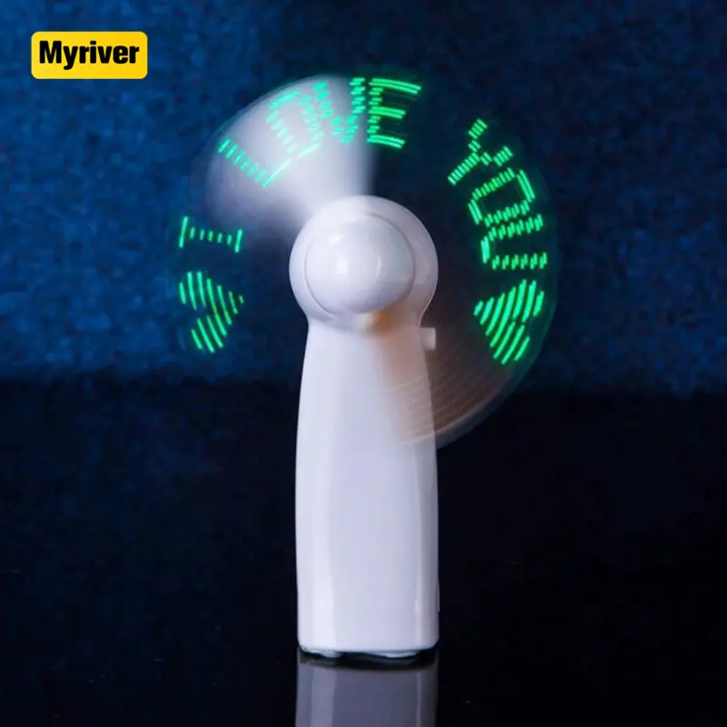 Myriver 옵션 Diy 손 Led Mimi 휴대용 미니 팬 텍스트 프로그램 Usb 팬 1200Mah 배터리 선물