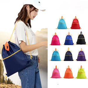 Custom Logo Waterproof Nylon Polyester Promotion Drawstring Backpacks Blank Sports Drawstring Gym Bag