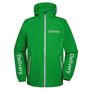 <span class=keywords><strong>Veste</strong></span> de <span class=keywords><strong>pluie</strong></span> imperméable à col montant fin et enduit, uniforme de travail pour les livreurs et les cyclistes, avec logo personnalisé - Product Image 3