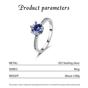 Anillo Delgado Minimalista Ajustable de Plata de Ley S925 con Seis Garras y Gema Azul Incrustada, Joyería para el Dedo, Ideal para Propuesta y Uso Diario - Product Image 6