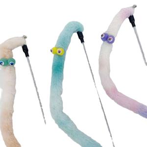 Katzen-Langspieleisen mit Raupe, Super Niedliche Große Augen, Plüsch-PVC-Stab mit Glocke, Langlebiges Kaubares Plüsch-Katzenspielzeug - Product Image 6