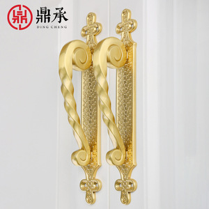 Manija de puerta Dingcheng de latón, montada en superficie, estilo europeo, manija grande para gabinete y puerta corredera - Product Image 1