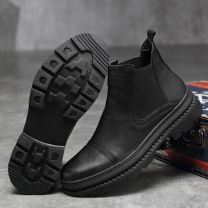 Stivali da <span class=keywords><strong>uomo</strong></span> in pelle di grandi dimensioni comodi stivali da neve in <span class=keywords><strong>pelliccia</strong></span> calda impermeabile moda Slip On stivali Chelsea per <span class=keywords><strong>uomo</strong></span> - Product Image 6