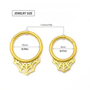 Stainless Steel Spider Web Seamless Hoop <b>Earrings</b> Nose Rings Septal Rings Body <b>Piercing</b> Jewelry Gold Silver Color DQ00120 - Product Image 2