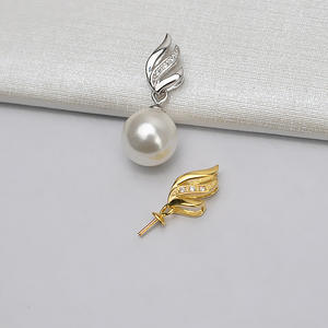 Pendentif en argent S925 pour femme, pendentif incrusté de perles avec plateau vide, accessoires de bijoux DIY, produit semi-fini - Product Image 1