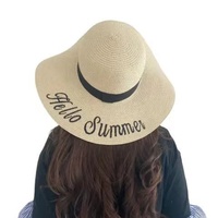 Chapeaux de Soleil en Paille Souples à Large Bord Pour Femme avec Logo Personnalisé, pour Plage et Été, Ensemble avec Sac