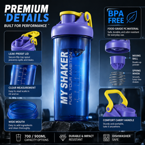 <span class=keywords><strong>Bouteille</strong></span> shaker protéinée 700 ml sans BPA, avec logo personnalisé, en PP, anti-fuite, avec boule mélangeuse, pour boire directement, idéale pour la gym et l'entraînement. - Product Image 2