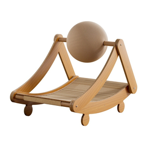 Griffoir vertical classique moderne pour chat avec lit pour chat, en sisal, bois et lin – Chaise longue durable et écologique pour animaux de compagnie - Product Image 6