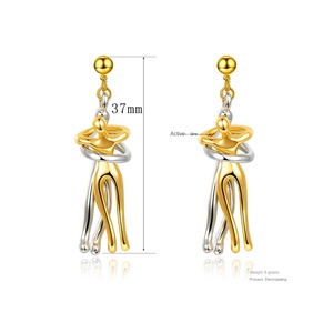 Boucles d'oreilles Huggie tendance et originales pour couples, en alliage de cuivre plaqué or avec pierre naturelle, pour hommes et femmes, succès transfrontalier - Product Image 1