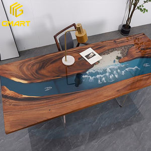 Meubles de salon indonésiens Gmart, <span class=keywords><strong>acheter</strong></span> des lampes en pierre 3D avec feuilles polies de 40 mm, tables en résine époxy avec fleurs et chaises - Product Image 6