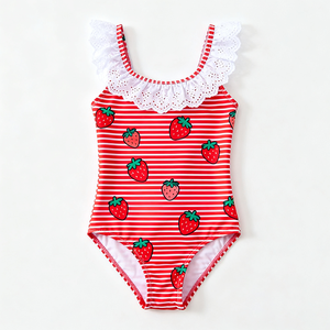 Traje de Baño de Dos Piezas con Volantes para Niñas Pequeñas, Estampado Floral, con Protección UV y Material Ecológico para Niños, OEKO TEX - Product Image 2