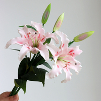 Hochwertige 2-köpfige Lilie künstliche PU weiß rosa Blume Real Touch Hochzeit Tisch dekoration Party Valentinstag Home Decor