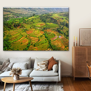 Impresión Digital en Lienzo de las Terrazas de Arroz de Yuanyang, Arte de Pared de Paisaje Clásico, Decoración de Montaña Verde - Product Image 4