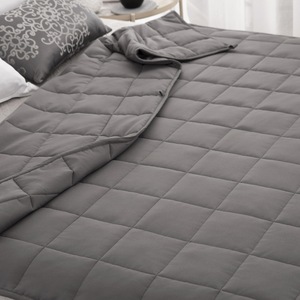 Couverture lestée unie gris foncé à grands carreaux 180 cm x 200-220 cm 100 % polyester pour lit - Product Image 3