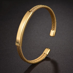 Bracelet en acier inoxydable de haute qualité 2025, bracelet ouvert en fil métallique, bracelet résistant à la décoloration, pour femmes - Product Image 3