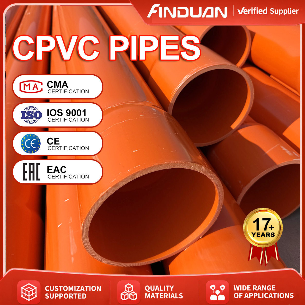 ISO9001 CE Certified CPVC Pipe High Temperature Plastic CPVC Water Pipe for Industrial and Construction Plumbing · image 2