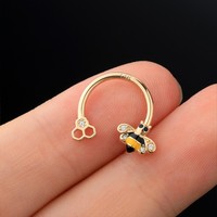 Toposh Rock CBR or abeille 14K solide or cartilage boucles d'oreilles cerceau tragus septum daith oreille piercing bijoux